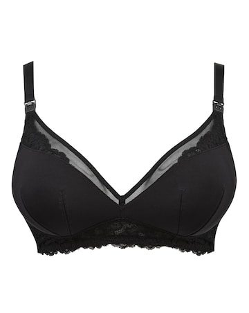 Figleaves Ella Mesh Insert Non Wired Nursing Bra (D-H) Black