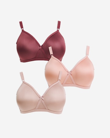 Pretty Secrets 3 Pack Moulded Full Cup Non Wired Bras B-E Brown Multi