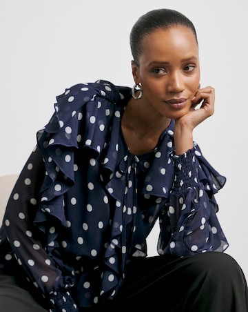 Joanna Hope Crinkle Chiffon Ruffle Blouse