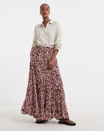 Printed Crinkle Tiered Maxi Skirt