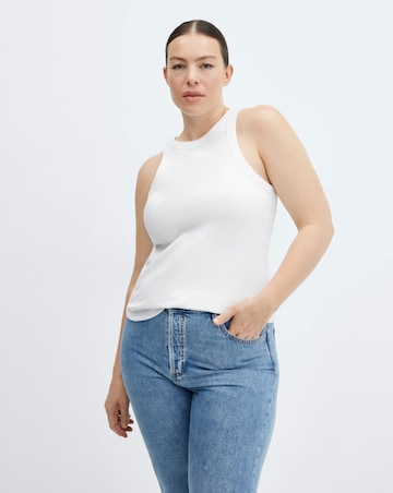 Mango Ribbed Cotton-blend top