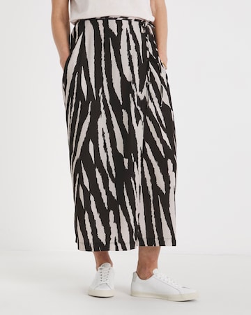 Mono Print Wrap Midi Skirt