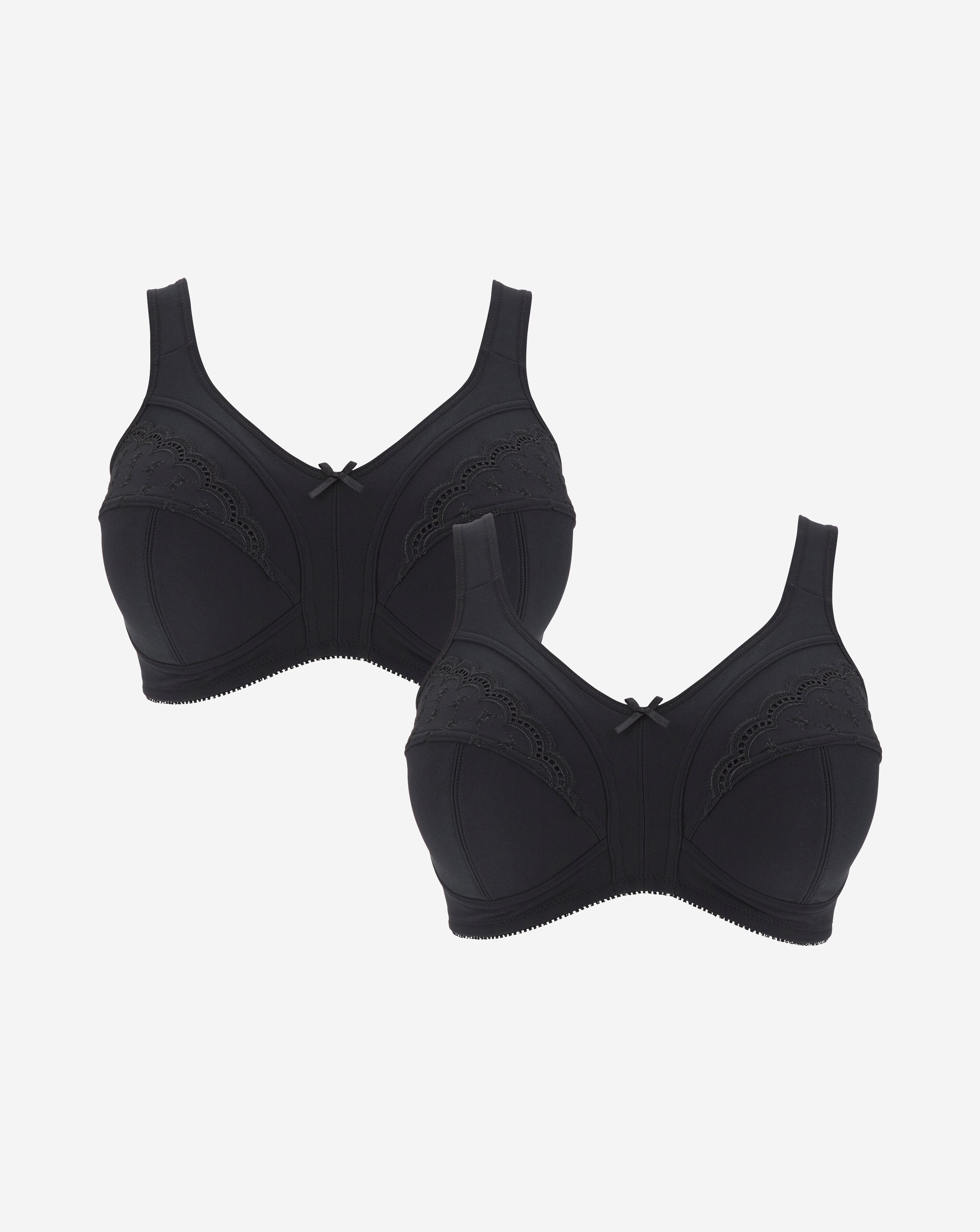 Pretty Secrets (2 Pack) Sally Minimiser Non Wired Bras (C-J) Black/Black