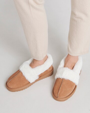 Alora Suede Warm Lined Full Back Slippers - Wide Fit (E)