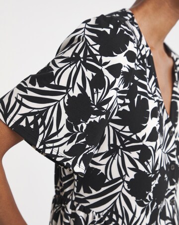 Angel Sleeve V Neck Button front Printed Longline Top