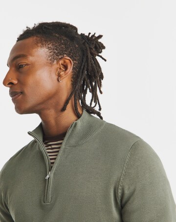 Cotton 1/4 Zip Funnel Knit Top