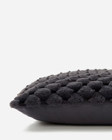 Scallop Faux Fur Cushion - Charcoal