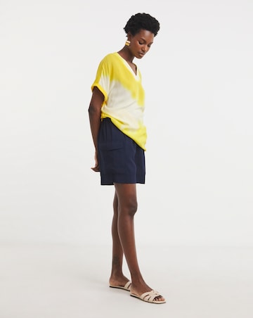 Woven Front V Neck Longline Top