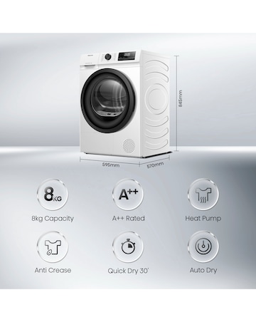 Hisense DH1Q802BW2 1 Series 8kg Heat Pump Dryer - White