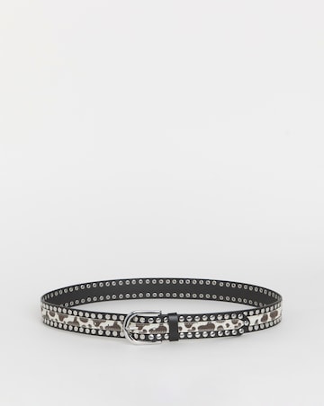 Faux Cow Ponyhair Studded Jeans Belt