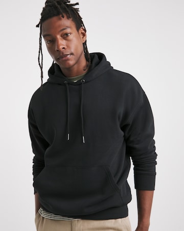 Relaxed Fit Overhead Hoodie- Black