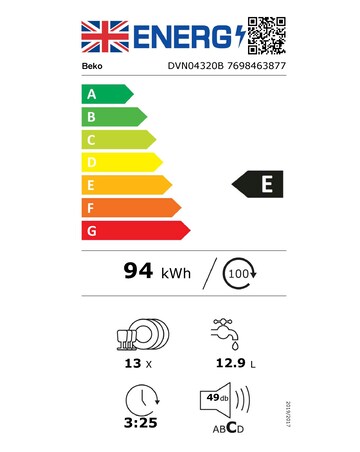 Beko DVN04320B Freestanding 13-place Full-Size Dishwasher - Black