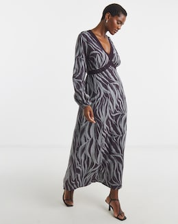 Lace Trim Long Sleeve Tea Dress