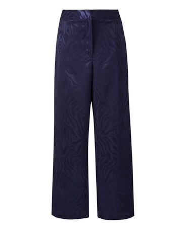 Navy Jacquard Zebra Wide Leg Trousers
