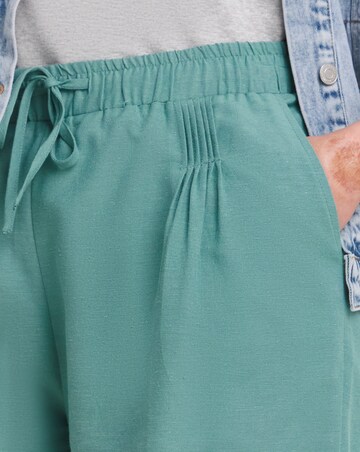 Misty Blue Linen Mix Pleat Detail Shorts