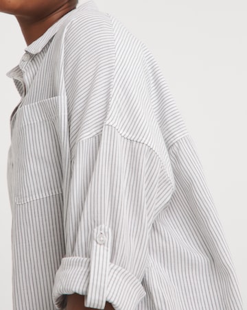 Washed Stripe Cotton Mix Long Sleeved Shirt