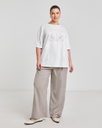 Simply Be White Cut Work Oversized T-Shirt
