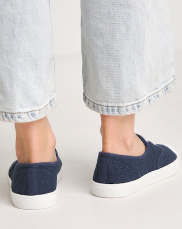 Burney Broderie Lace Up Plimsole Trainers Standard D Fit