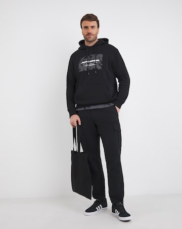 Jack & Jones Graphic Logo Hoodie - Black