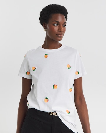Pure Cotton Embroidered Peach T-Shirt