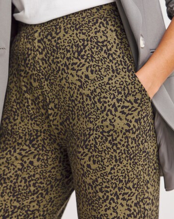 Khaki Print Jersey Tapered Leg Trousers