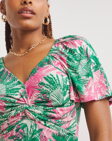 Simply Be Tropical Floral Print Twist Front Skater Dress