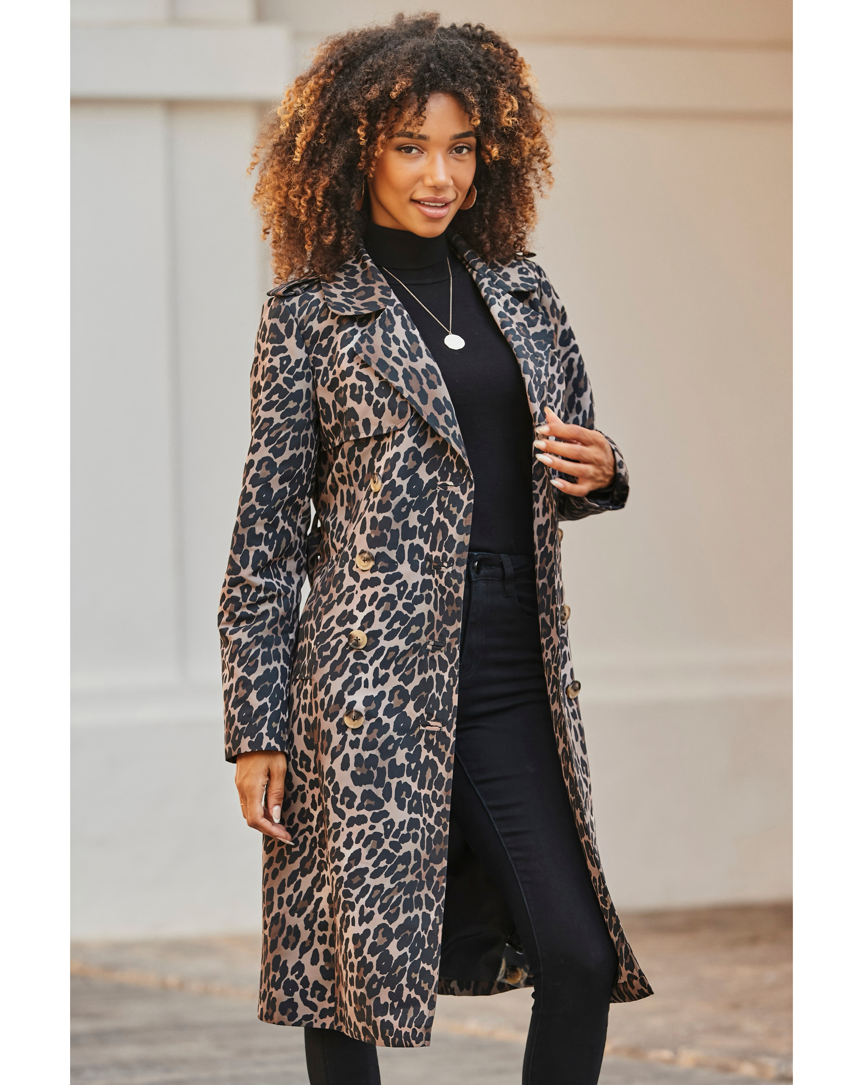 Sosandar Animal Print Trench Coat | JD Williams