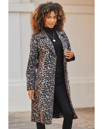 Sosandar Animal Print Trench Coat