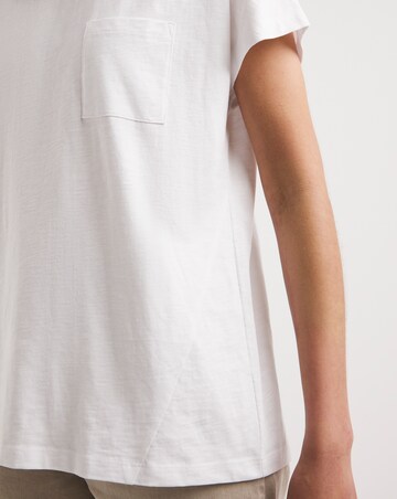 White Cotton Slub Pocket Short Sleeve T-Shirt