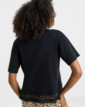Simply Be Black Fringe Hem T-Shirt