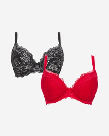 Pretty Secrets 2 Pack Ella Lace Padded Plunge Wired Bras B-K