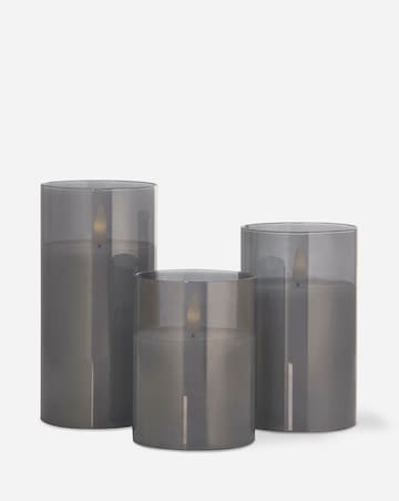 Set of 3 Smoked LED Candles
