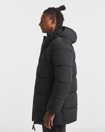 Black Mid Length Puffer Jacket
