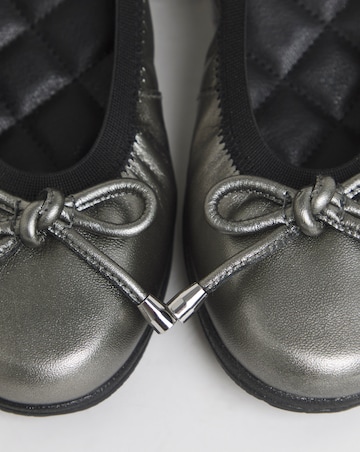 Heavenly Soles Zuri Elasticated Topline Ballerinas With Bow - Wide Fit (E)