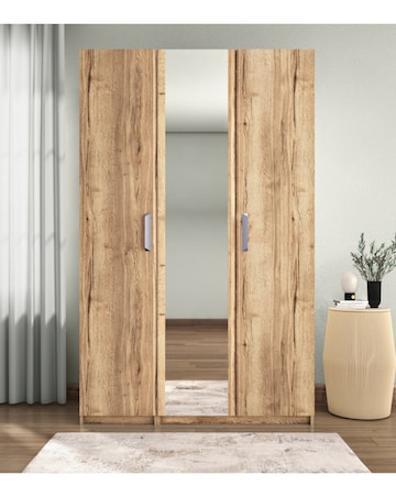 Lugo Ready Assembled 3 Door Wardrobe with Mirror