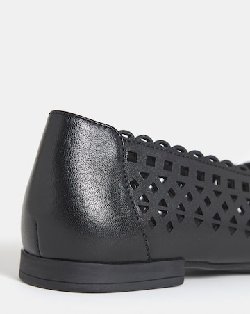 Elwood Lasercut Detail Leather Peep Toe Shoes - Wide Fit (E)