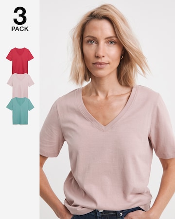 Pure Cotton 3 Pack The V Neck T-Shirts