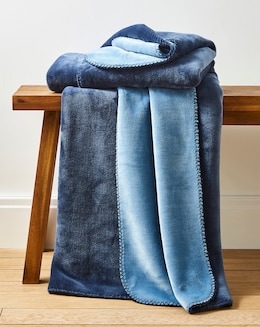 Two-Toned Fleece Throw with Stitched Edges
