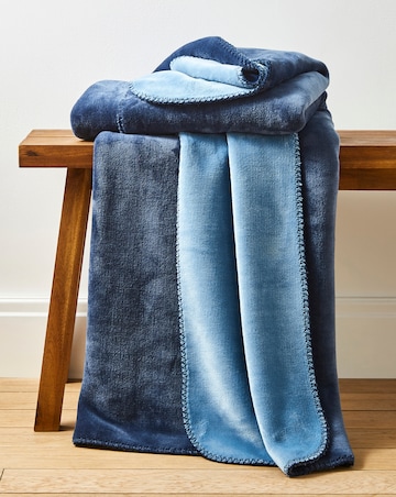 Two-Toned Fleece Throw with Stitched Edges