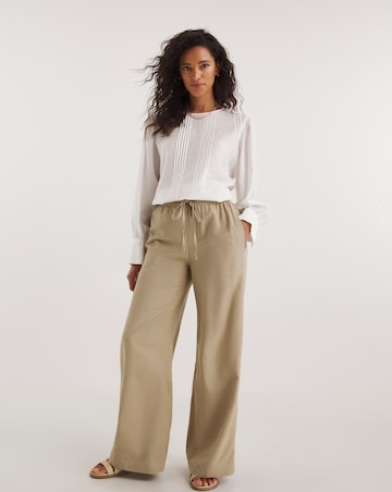 Truffle Linen Mix Wide Leg Trousers