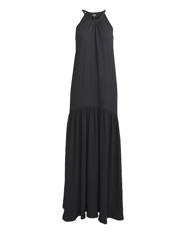 Black Textured Jerseyt Maxi Dress