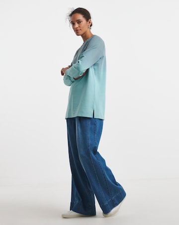 Teal Ombre Classic Longline Sweatshirt