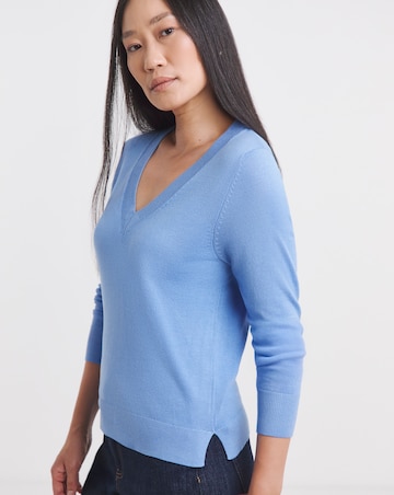 Blue V Neck Jumper