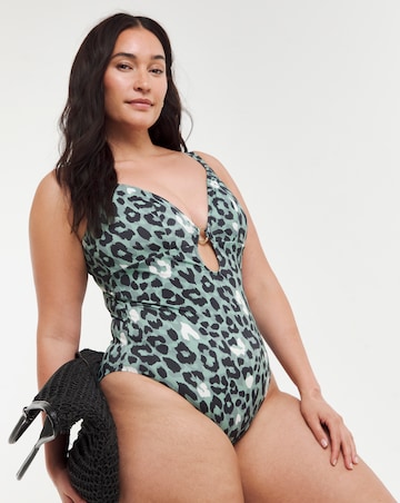 Elomi Jungle Bay Non Wired Plunge Swimsuit Olive