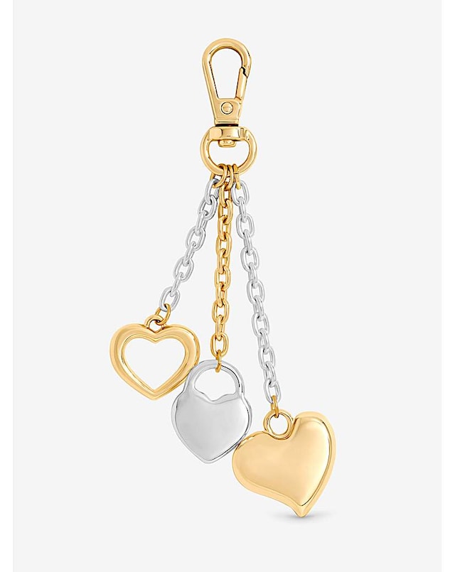 Two Tone Plated Heart Bag Charm