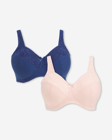 Pretty Secrets (2 Pack) New Sarah Cotton Non Wired Bras (B-G) Navy/Blush