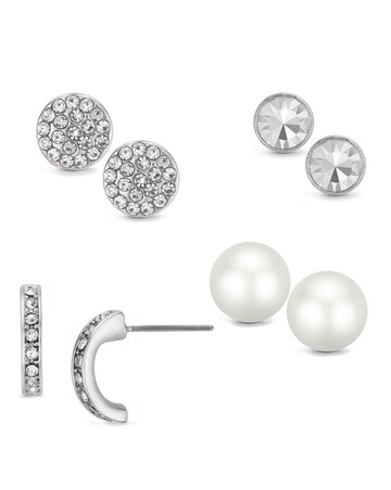 Rhodium 4-Piece Earring Pack