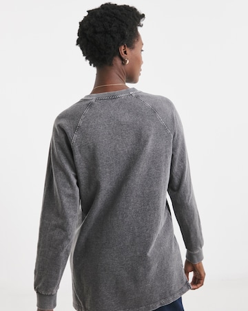 Acid Wash Basic Longline Sweatshirt