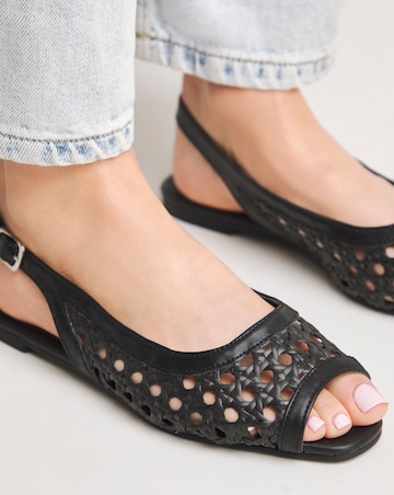 Cara Slingback Peep Toe Shoes - Wide Fit (E)