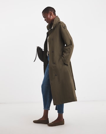 Khaki Funnel Neck Trench Coat